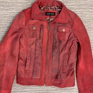 Black rivet genuine leather jacket